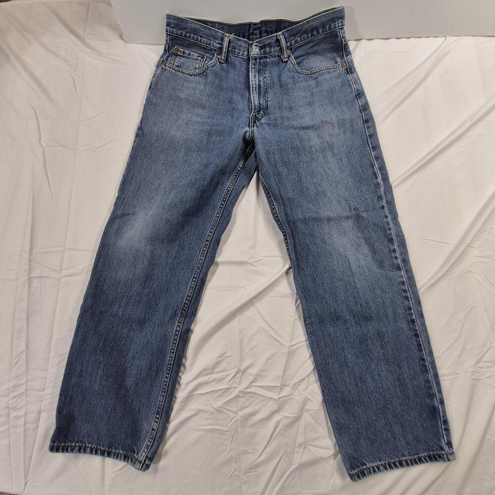 Levis 550 Jeans Mens Medium Wash Blue Denim Relaxed Tapered Zip Fly Fits 36x30